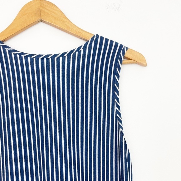 J. McLaughlin Blue 100% Cotton Striped Knotted Midi Dress Size Medium - Picture 11 of 15